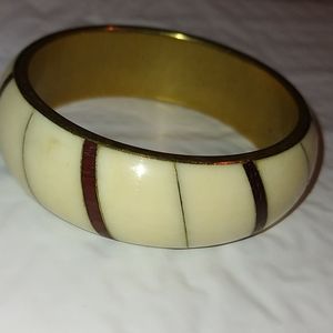 Vintage Brass and Bone Bracelet